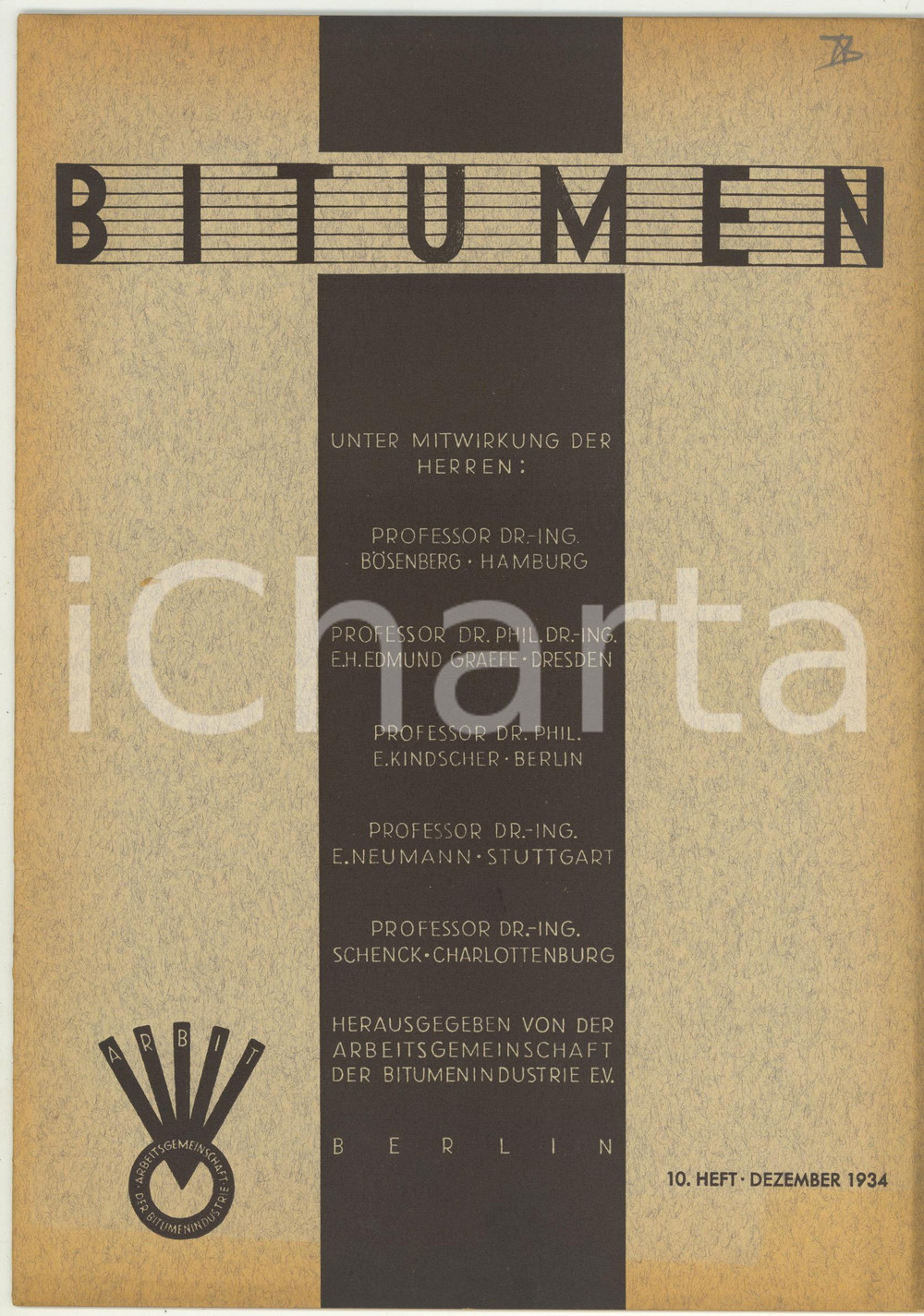 Giornale, rivista storica 1934 BITUMEN Strassendecken mit geformten Asphaltsteinen  Rivista anno 4 n°10 1