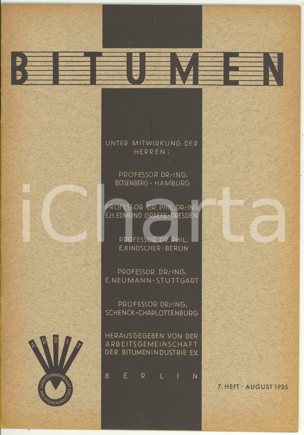 Giornale, rivista storica 1935 BERLIN BITUMEN Ãœber Kalteinbau von Asphaltstrassen Rivista anno 5 n° 7 1