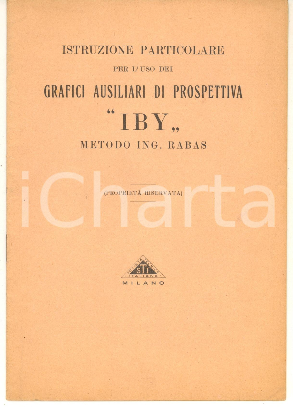 Libro, pubblicazione d epoca 1942 MILANO Istruzione grafici ausiliari di prospettiva IBY  Metodo RABAS 1