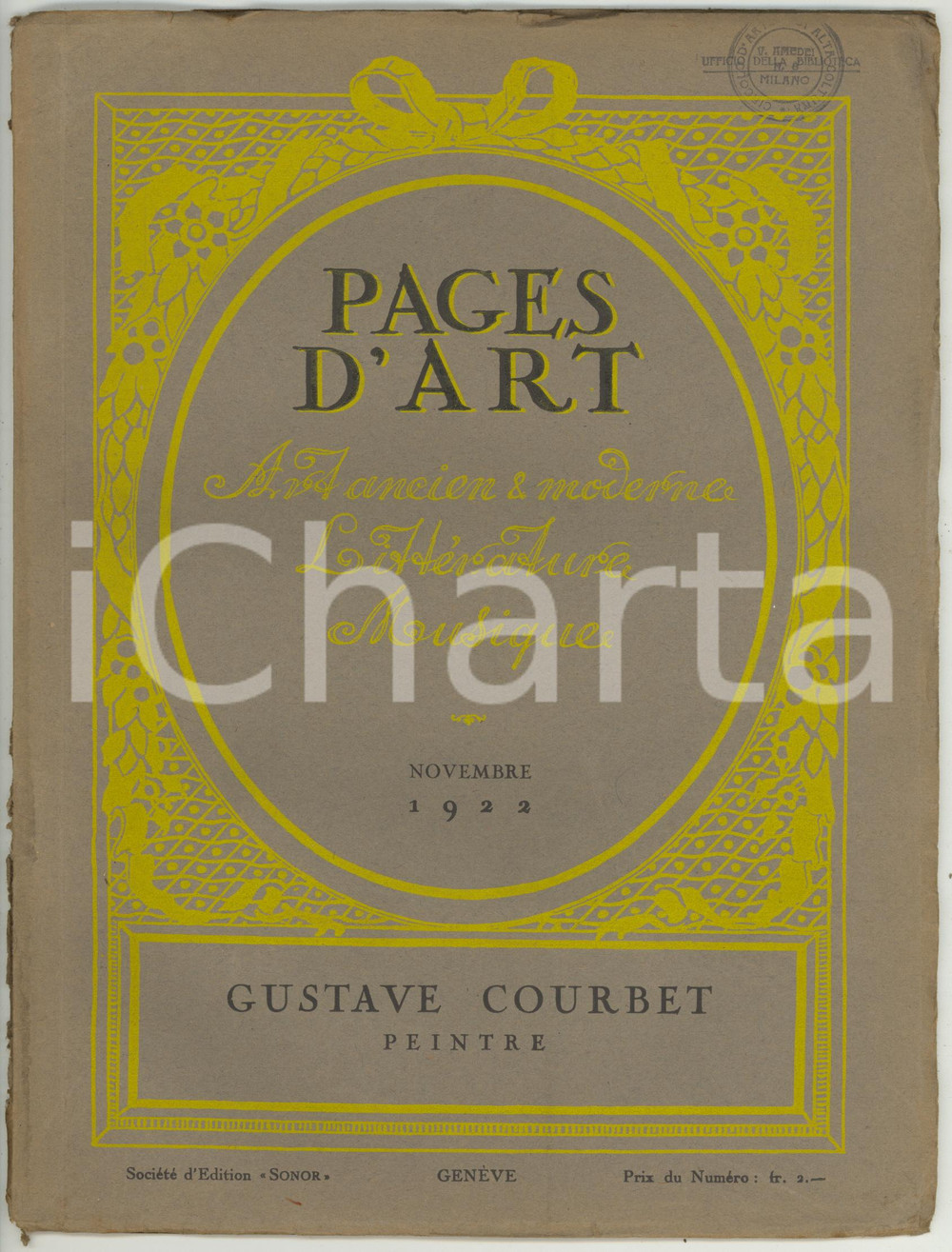 Giornale, rivista storica 1922 PAGES D ART Gustave Courbet  Peintre / Art décoratif au théâtre Novembre 1