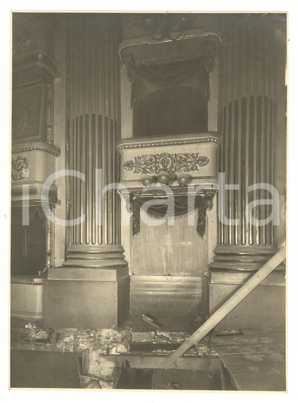 Fotografia d epoca originale 1945 MILANO TEATRO ALLA SCALA Bombardamento: palchi danneggiati FOTO 1
