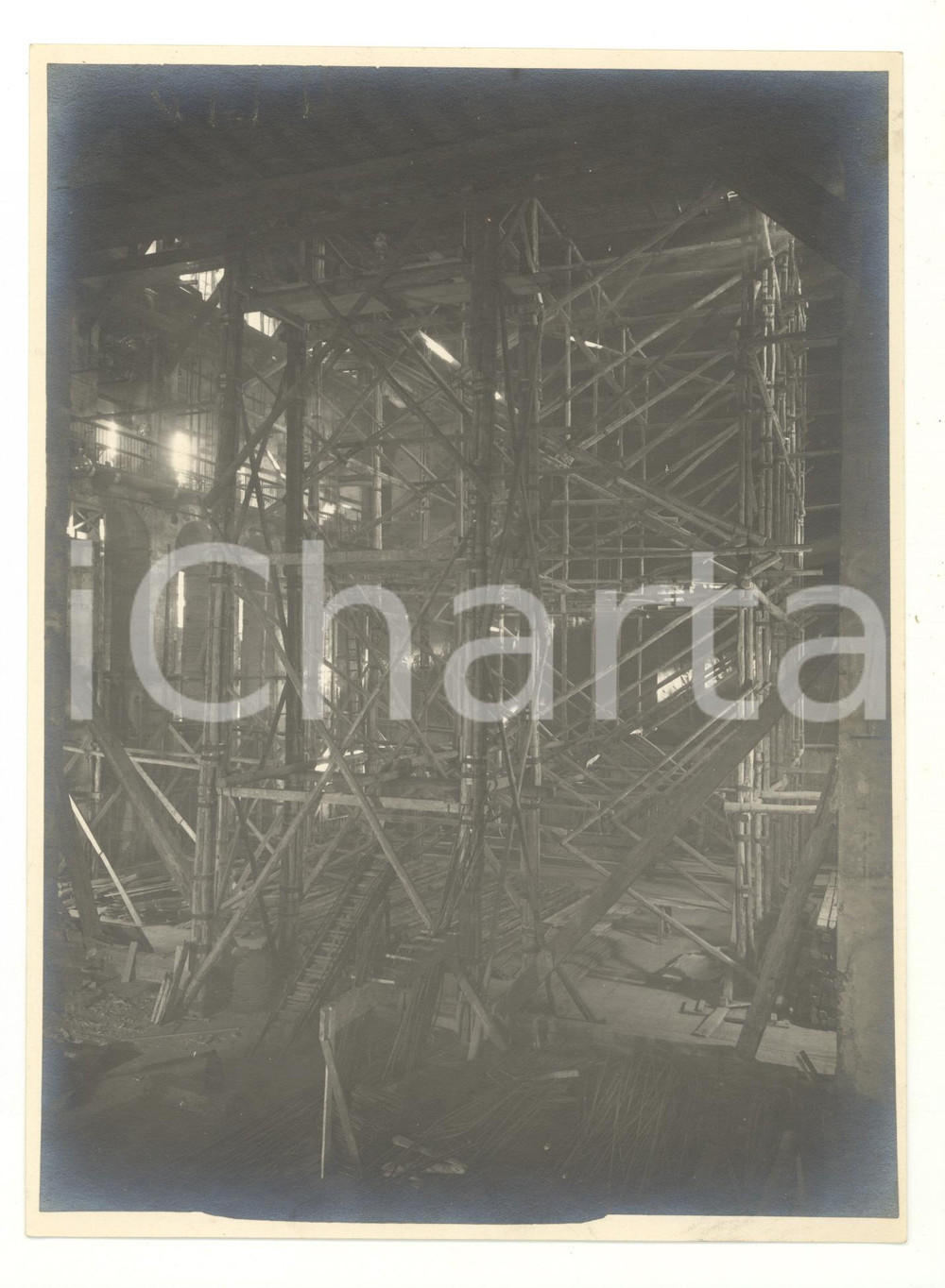 Fotografia d epoca originale 1945 MILANO TEATRO ALLA SCALA Ricostruzione post bombardamento: strutture FOTO 1