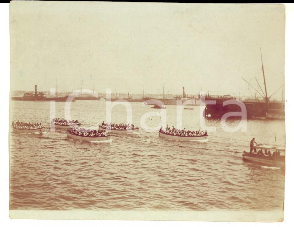 Fotografia d epoca originale Gennaio 1912 TRIPOLI Lo sbarco degli ASCARI  Foto ANIMATA RARA 11x8 cm 1