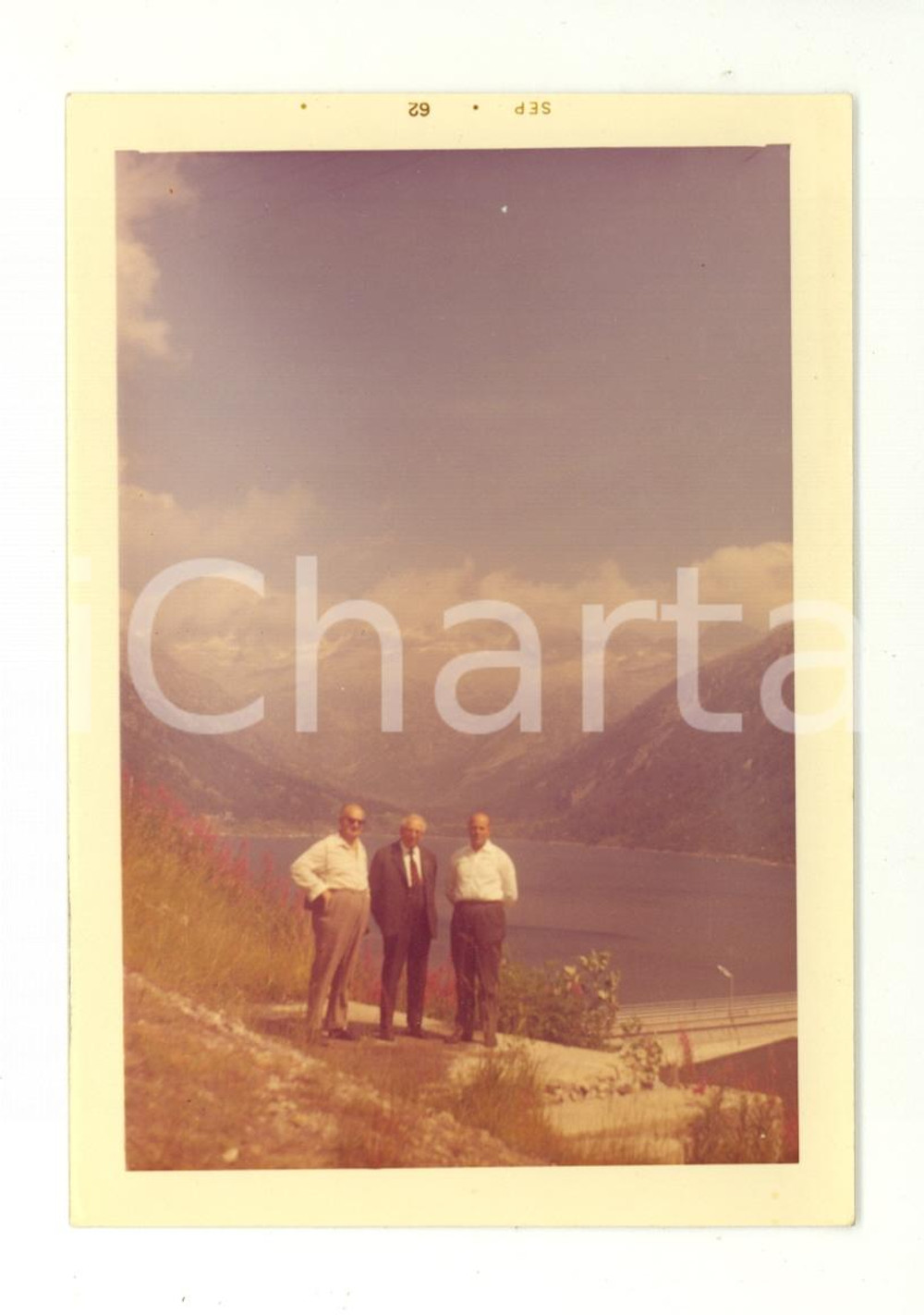 1962 MALGA BISSINA Ritratto con il lago artificiale *Foto VINTAGE 9x13 cm