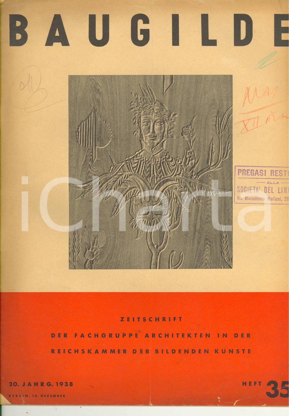 Giornale, rivista storica 1938 BAUGILDE Paneelanstriche in Neubauten  Rivista anno 20 nÂ° 35 1