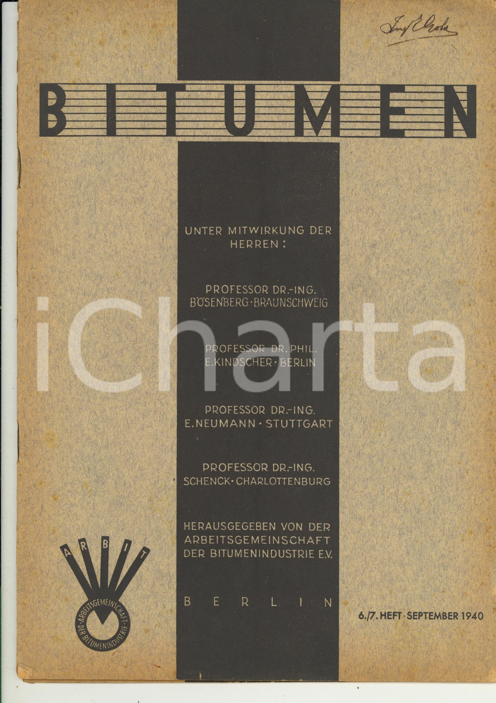 Libro, pubblicazione d epoca 1940 BITUMEN Geschichte des Asphaltstrassenbaues Rivista anno 10 nÂ° 6/7 1