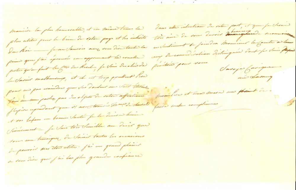 1821 PARIS Lettera Pauline de la VAUGUYON al conte Giovanni PICCONO DELLA VALLE