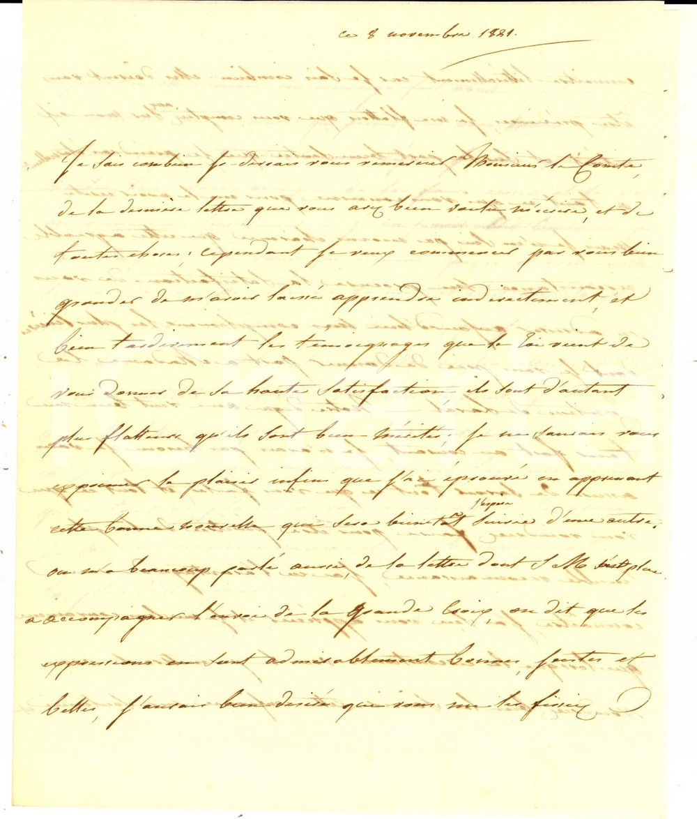 Autografo originale 1821 PARIS Pauline de la VAUGUYON a Giovanni PICCONO DELLA VALLE  AUTOGRAFO 1