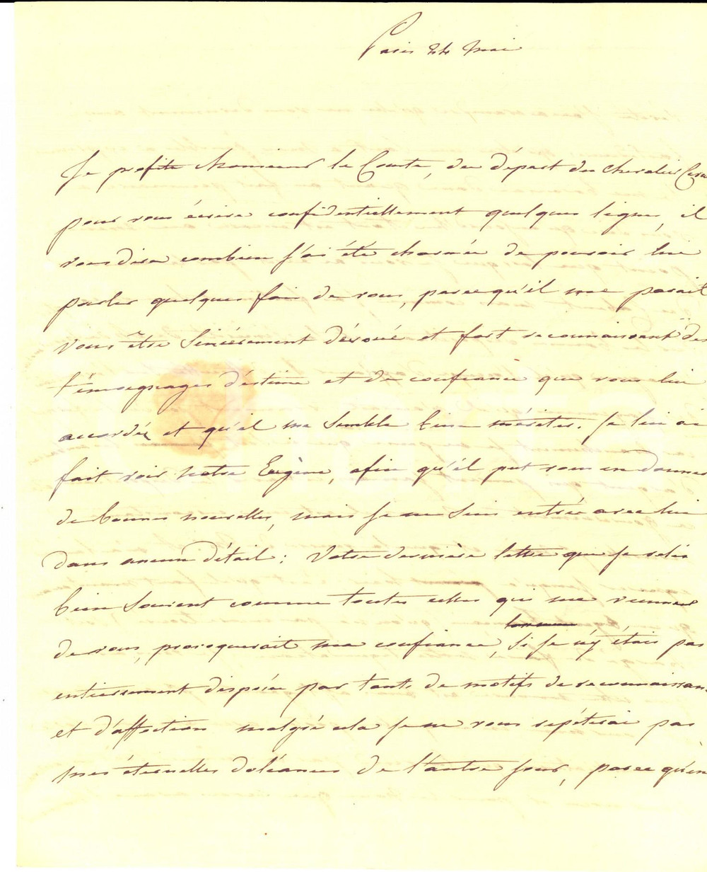 Autografo originale 1821 PARIS Lettera Pauline de la VAUGUYON su affari di famiglia  AUTOGRAFO 1