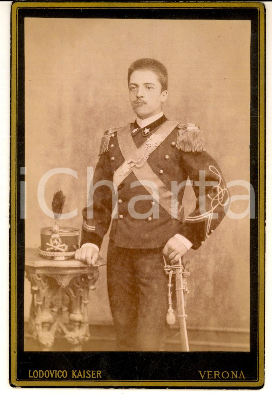 Fotografia d epoca originale 1890 ca VERONA Guido BRUNI ufficiale di artiglieria  Foto Lodovico KAISER 1
