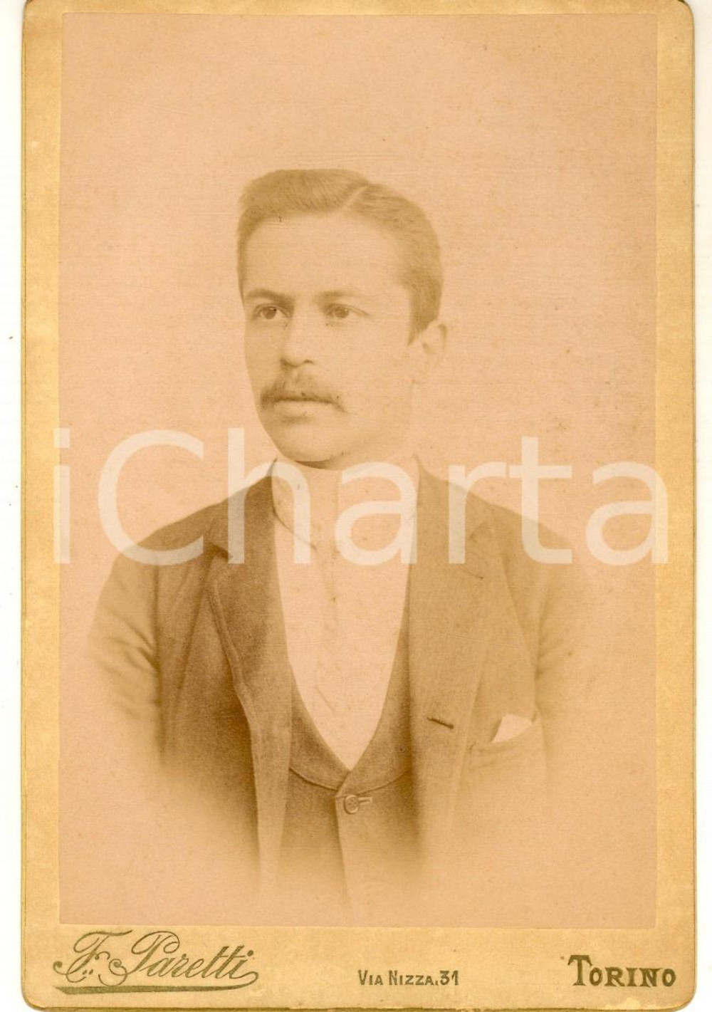 Fotografia d epoca originale 1880 ca TORINO Ritratto di Alfonso BRUNI Foto F. PARETTI 11x16 cm 1