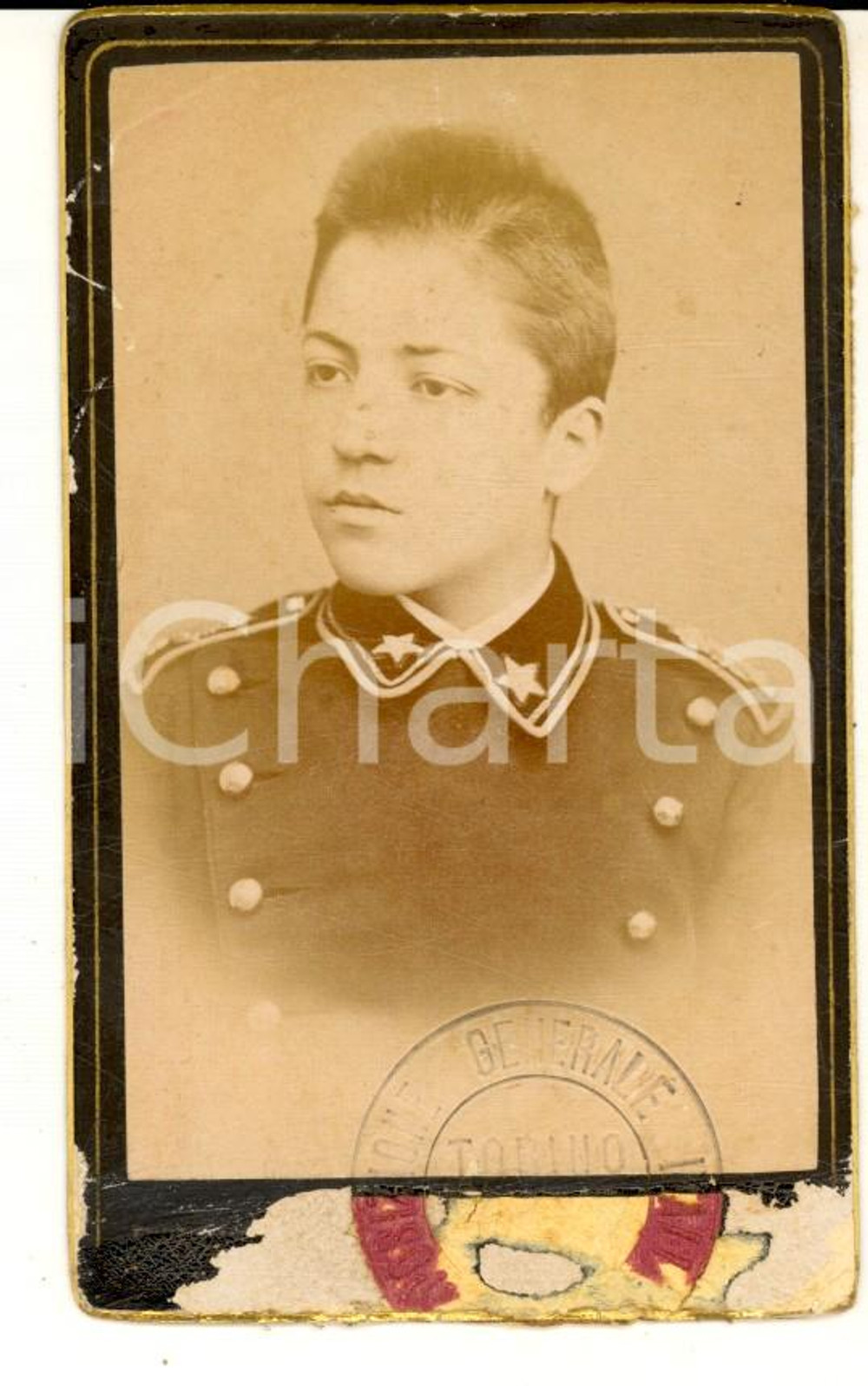 1884 TORINO Ritratto di Gustavo BRUNI all'Accademia Militare - Foto CDV