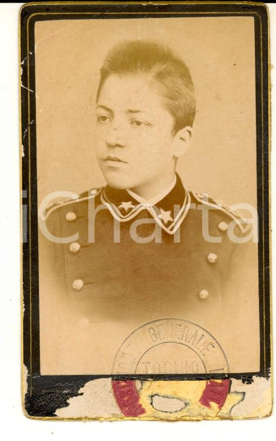 Fotografia d epoca originale 1884 TORINO Ritratto di Gustavo BRUNI all Accademia Militare  Foto CDV 1