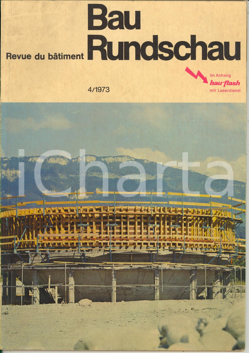 1973 BAU RUNDSCHAU Kehrichtverbrennungsanlage der Stadt St. Gallen - NÂ° 4 Pubblicazione d'epoca con illustrazioni b/n.  PAGINE: 80 CONDIZIONI: FAIR (macchie in copertina e gualciture)    originale e autentica 1