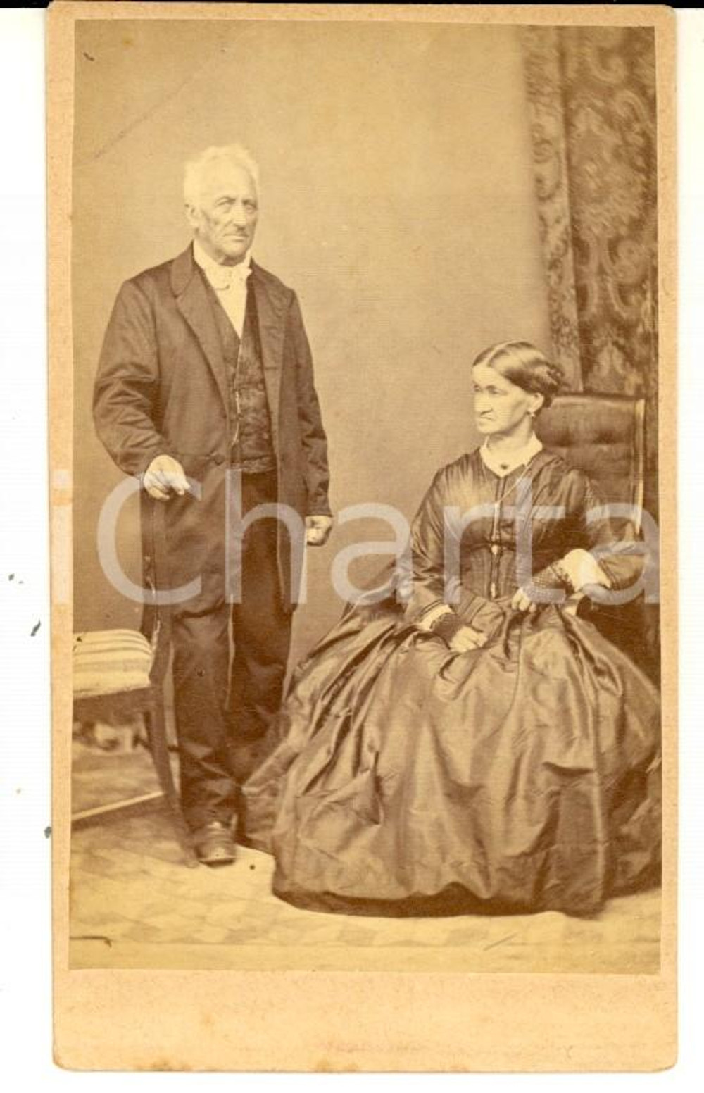 1870 ca LECCO Ritratto Giambattista BRUNI con la moglie Letizia - Foto BOSSI CDV