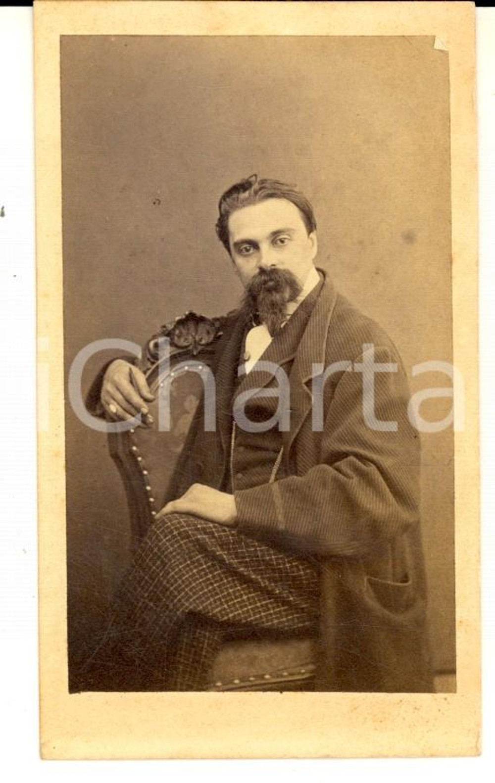 Fotografia d epoca originale 1870 ca COMO Famiglia DE CAPITANI  Ritratto maschile  Foto VANINI CDV 1