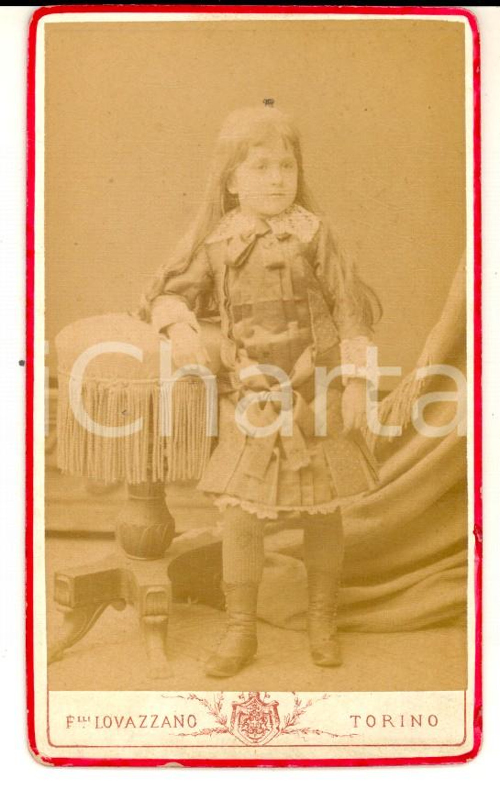 1880 ca TORINO Ritratto di Beatrice BRUNI bambina - Foto Fratelli LOVAZZANO CDV
