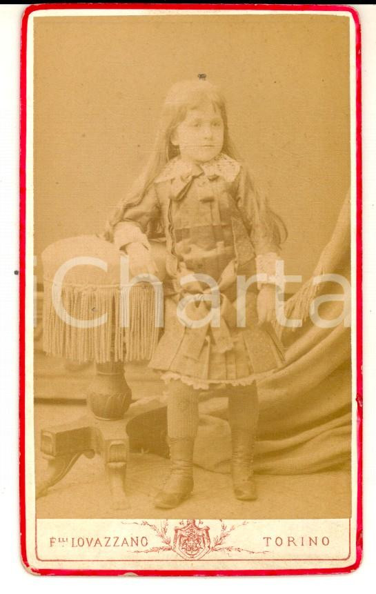 Fotografia d epoca originale 1880 ca TORINO Ritratto di Beatrice BRUNI bambina  Foto Fratelli LOVAZZANO CDV 1