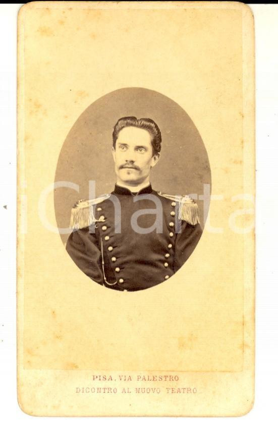 Fotografia d epoca originale 1870 ca PISA REGIO ESERCITO Ritratto di un giovane ufficiale  Foto CDV 1