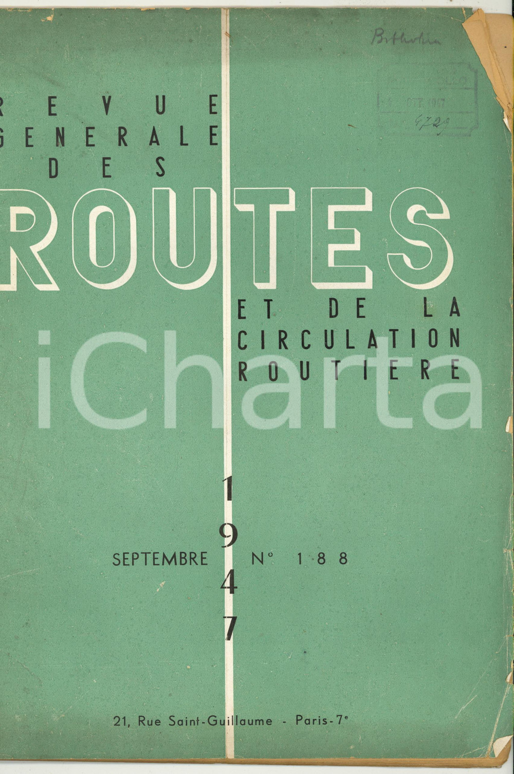 Giornale, rivista storica 1947 PARIS  REVUE DES ROUTES Le rÃ©seau routier marocain  NÂ° 188 Danneggiata 1