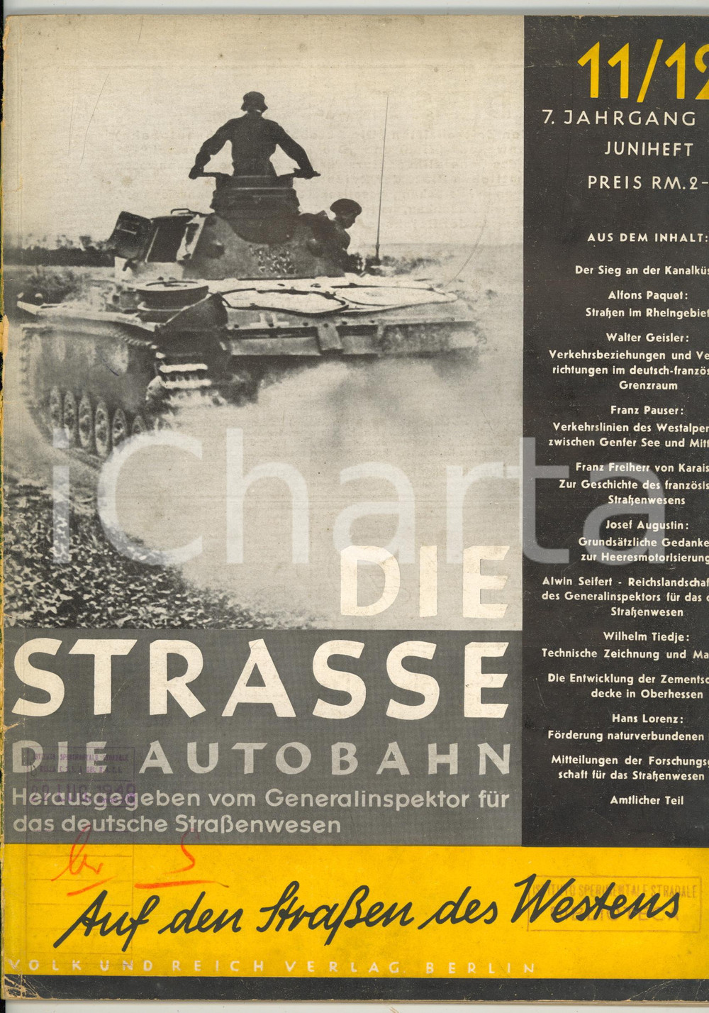 Giornale, rivista storica 1940 DIE STRASSE Der Sieg an der KanalkÃ¼ste Rivista anno 7 nÂ° 11/12  40 pp. 1