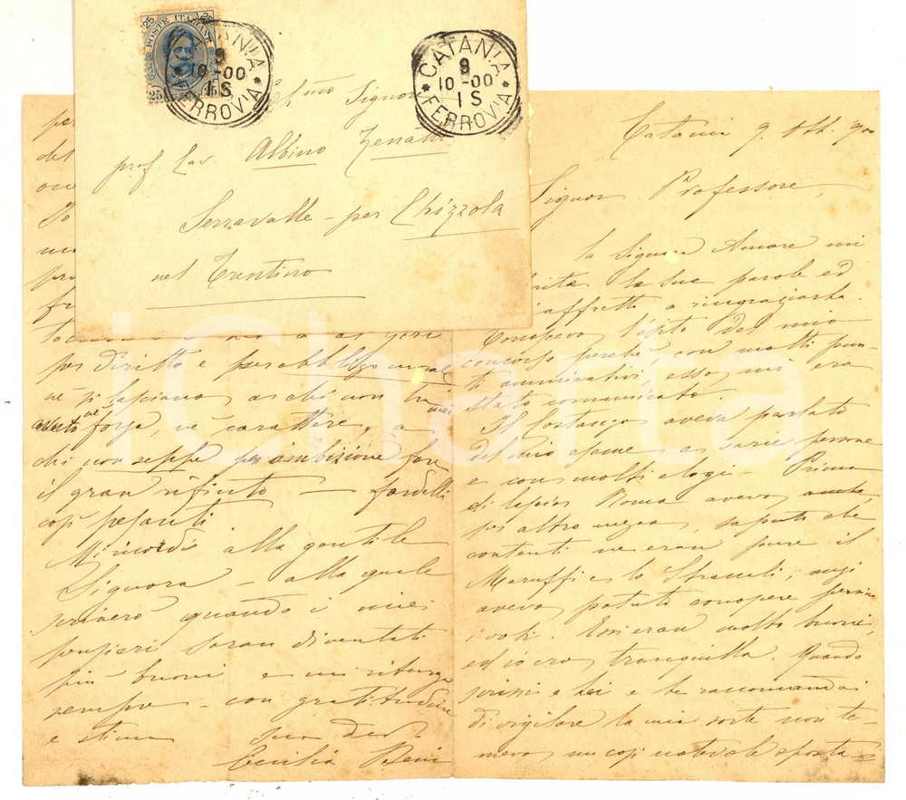 1900 CATANIA Cecilia DENI indignata per l'esito di un concorso *AUTOGRAFO