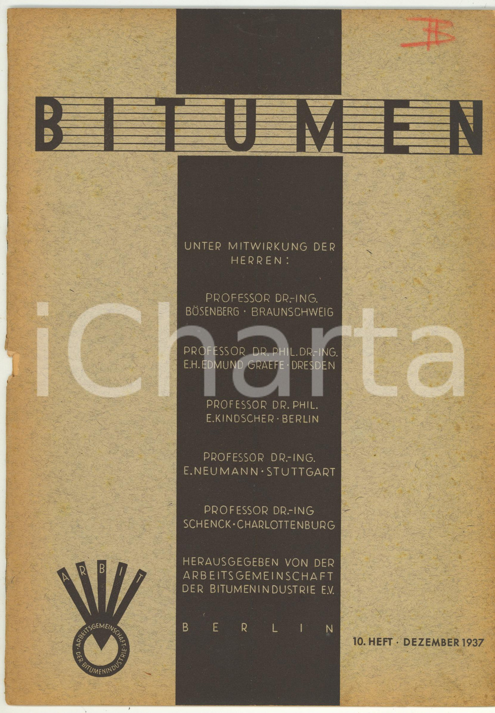 Libro, pubblicazione d epoca 1937 BERLIN BITUMEN BÃ¼cher und Zeitschriftenschau  Rivista anno 7 nÂ° 10 1