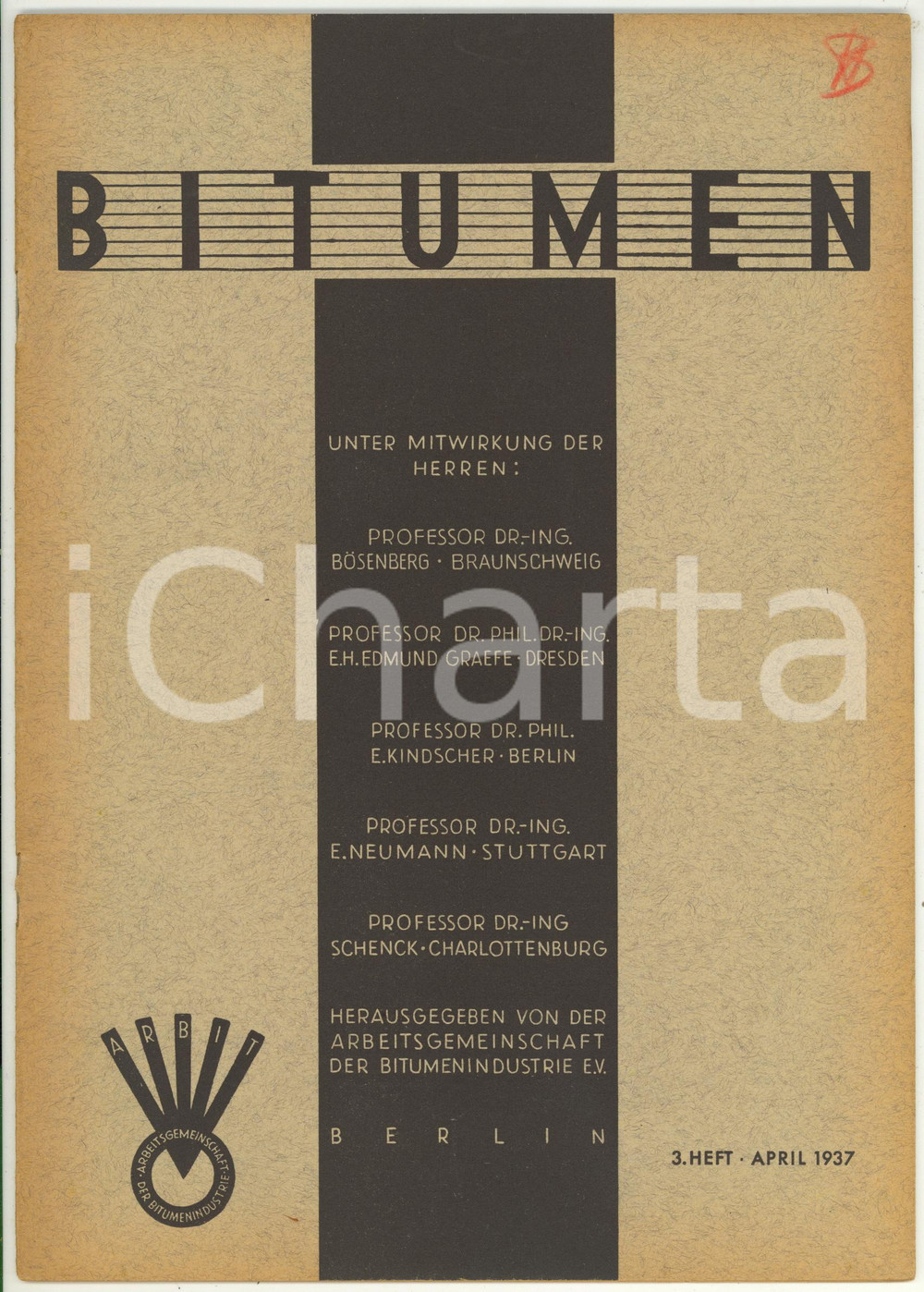 Libro, pubblicazione d epoca 1937 BITUMEN Neue VerteilergerÃ¤te fÃ¼r den bituminÃ¶sen Strassenbau Anno 7 nÂ° 3 1