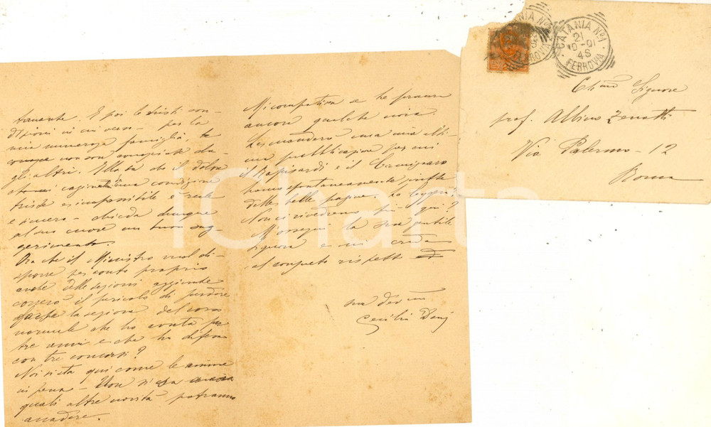 1901 CATANIA Poetessa Cecilia DENI chiede aiuto per ruolo scolastico *AUTOGRAFO