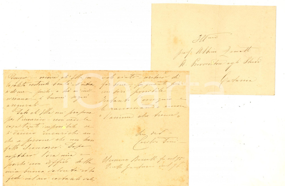 Autografo originale 1899 CATANIA Poetessa Cecilia DENI preme per incarico scolastico AUTOGRAFO 1