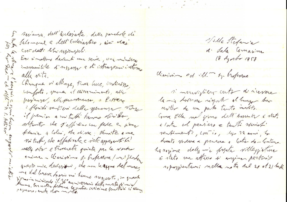 Autografo originale 1958 SALA COMACINA Vittorio Enzo ALFIERI convalescente dopo un attacco AUTOGRAFO 1