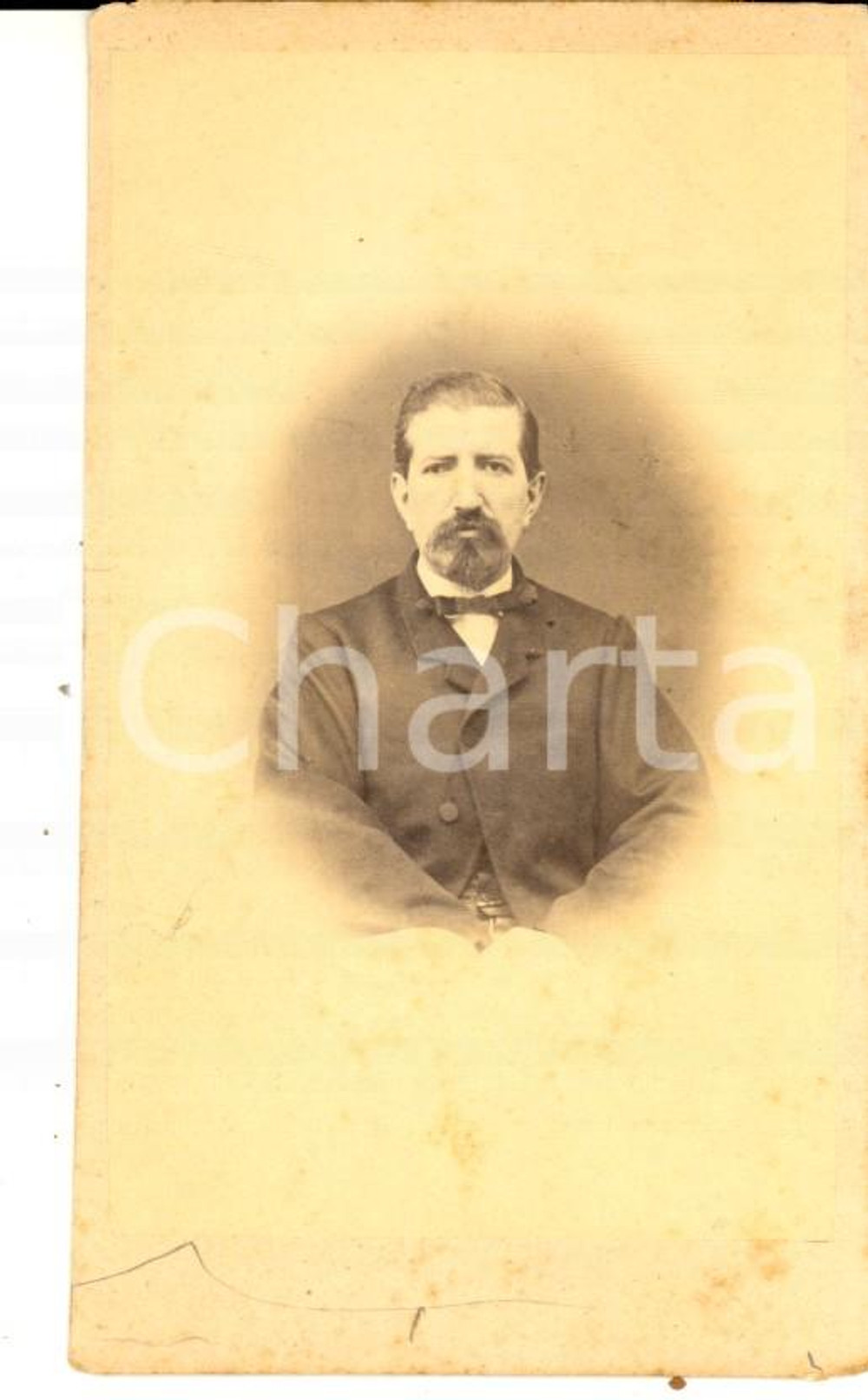 Fotografia d epoca originale 1865 ca BERGAMO Ritratto di uomo seduto  Foto CAPITANIO CDV 1