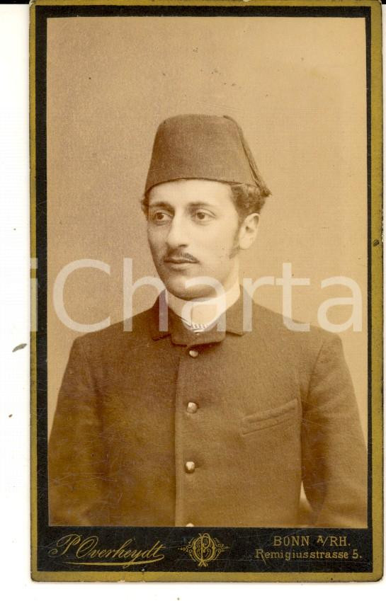 Fotografia d epoca originale 1888 BONN D Portrait of VAHAN SURENIAN with a fez  Photo P. OVERHEYDT CDV 1