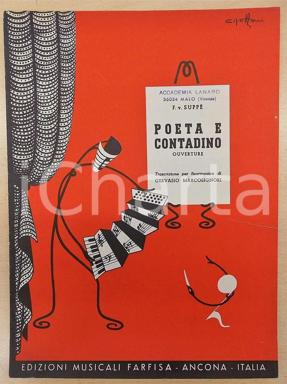Oggetto da collezione cartaceo 1961 Franz VON SUPPÃˆ Poeta e contadino  Ouverture  Spartito 1