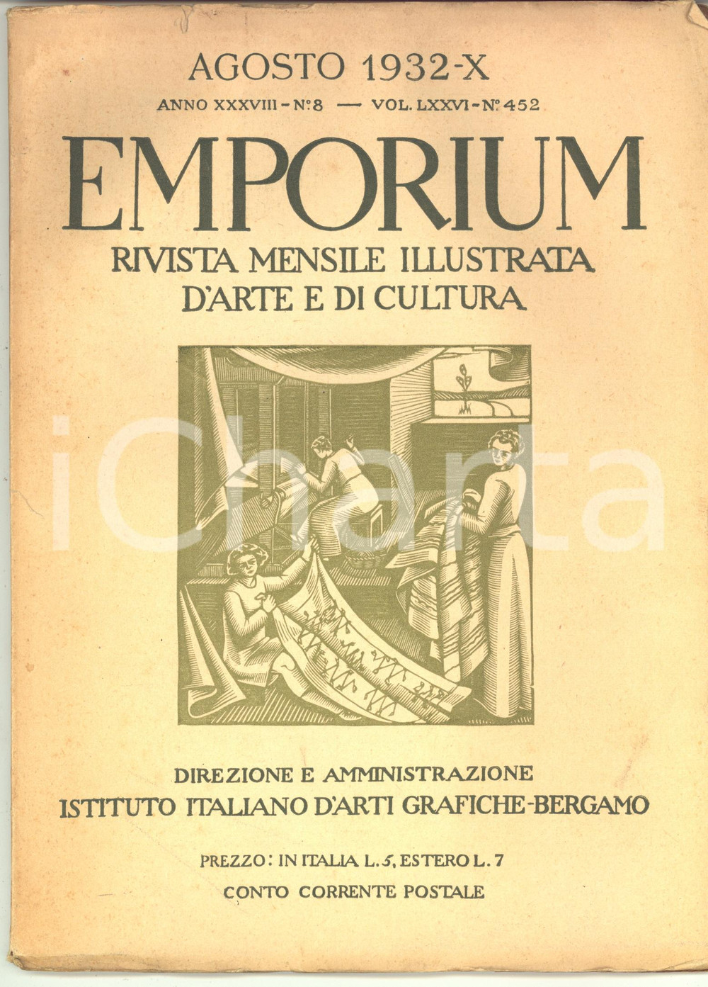 Giornale, rivista storica 1932 EMPORIUM Nostri architetti d oggi: Luigi Ancellini  Rivista n. 452 62 pp. 1