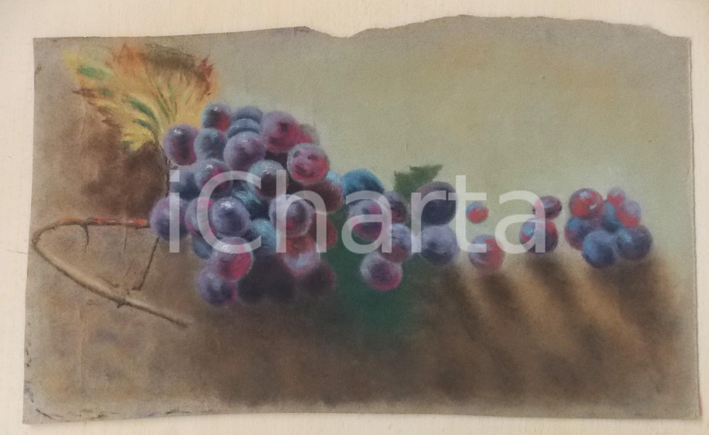 Opera d’arte autentica 1930 ca ARTE Natura morta con grappolo d uva  Pastello su carta 37x23 cm 1