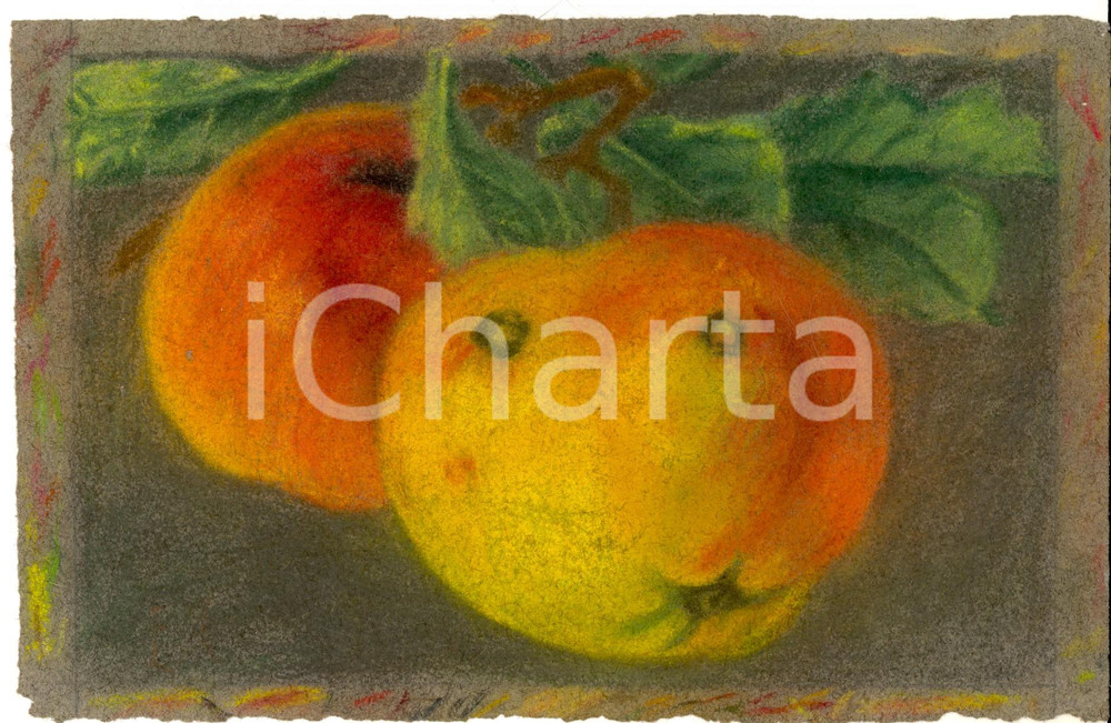 Opera d’arte autentica 1930 ca ARTE Natura morta con  frutta  Pastello su carta 23x15 cm 1