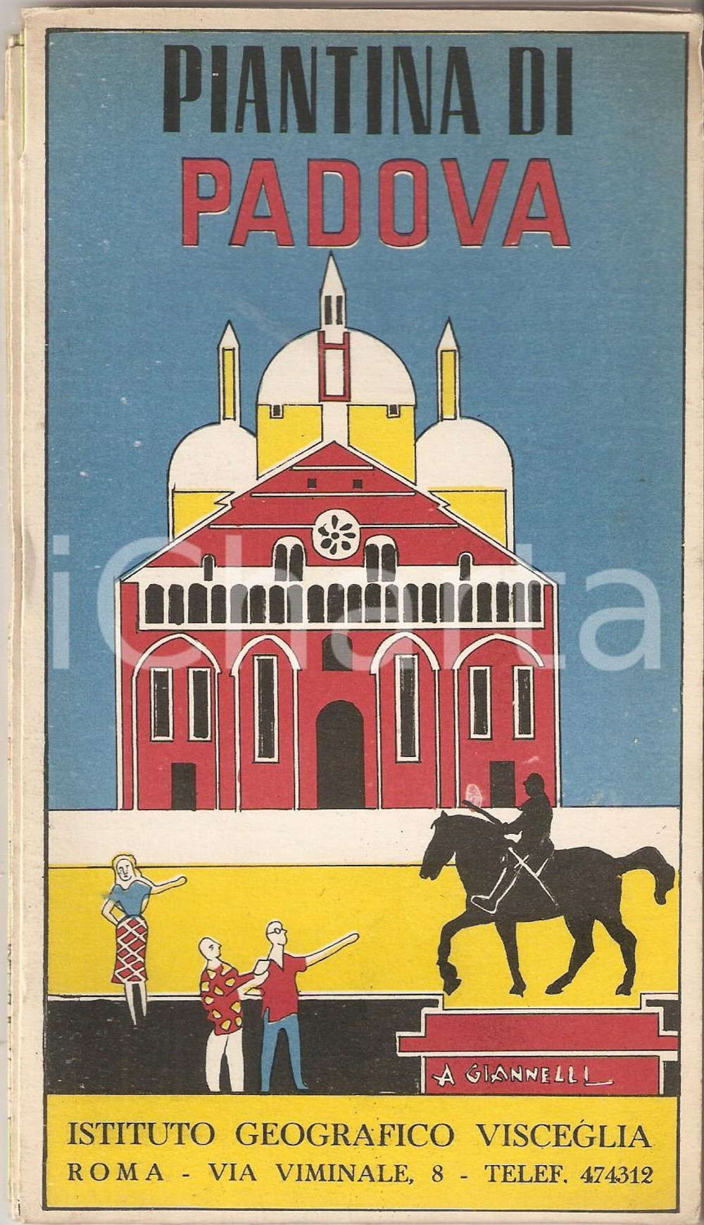 Mappa, planimetria storica 1965 ca PADOVA Piantina della città  Istituto geografico VISCEGLIA  ROMA 10x19 1