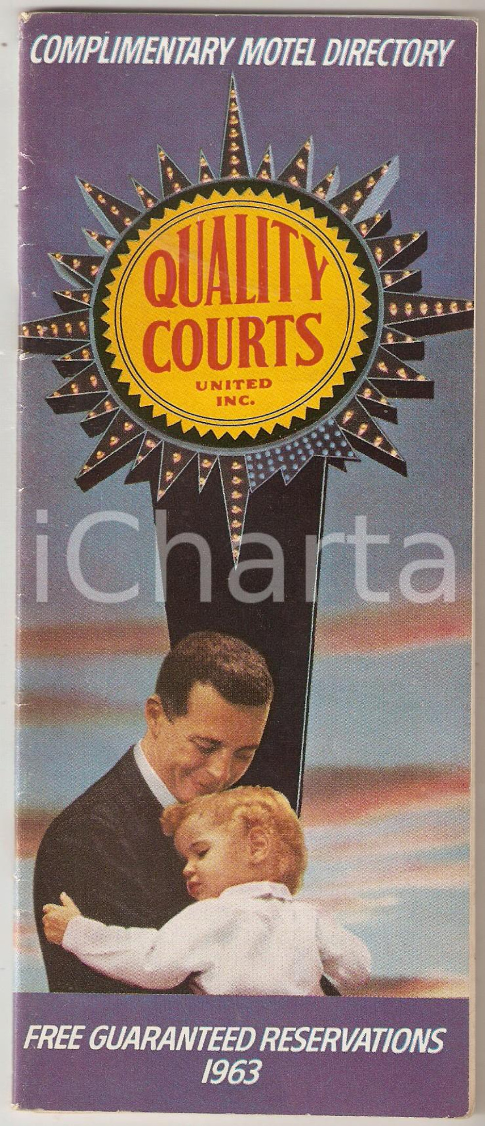 Materiale pubblicitario d’epoca 1963 QUALITY COURTS Complimentary motel directory  Libretto ILLUSTRATO 8x21 1