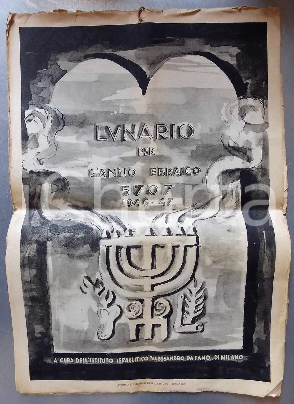 1946 MILANO LUNARIO per l'anno ebraico 5707 - Istituto Israelitico "A. DA FANO"