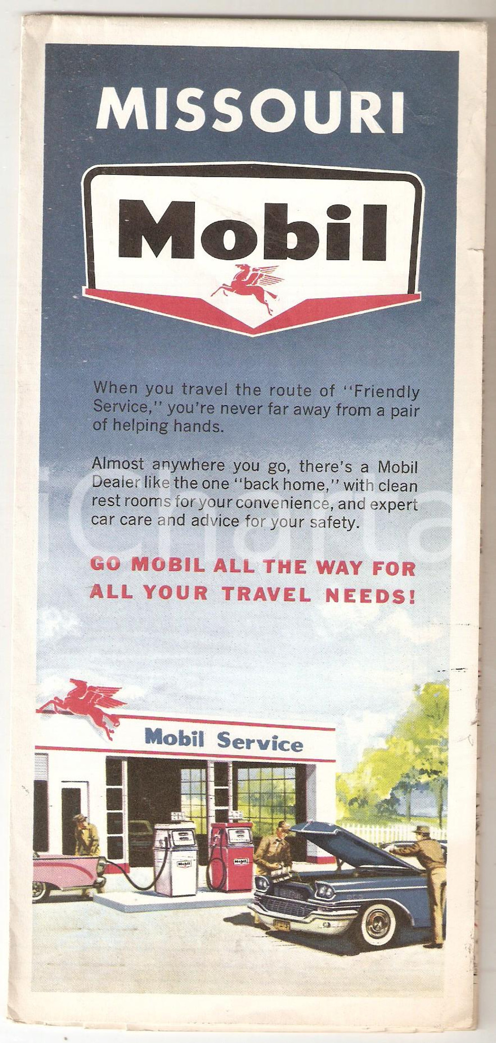 Mappa, planimetria storica 1963 MOBIL OIL COMPANY Map of MISSOURI  Cartina 72x45 cm 1