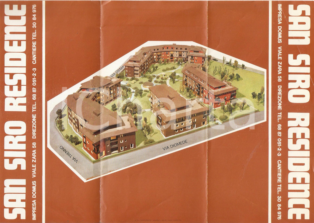 Materiale pubblicitario d’epoca 1965 ca MILANO San Siro Residence  Viale Zara IMPRESA DOMUS Pieghevole 1