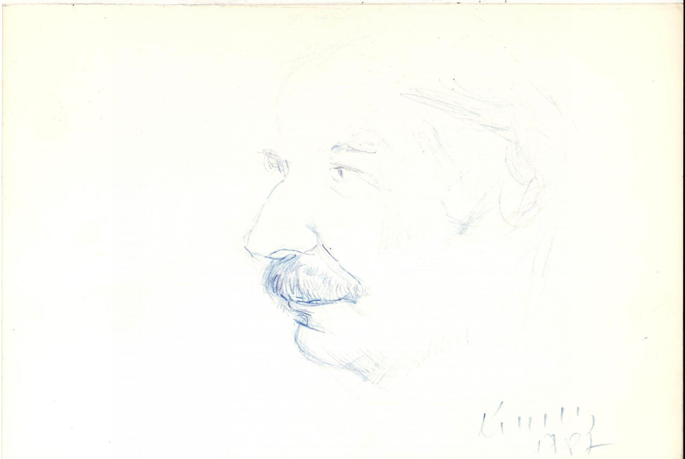 Opera d’arte autentica 1987 ARTE Testa maschile di profilo  Disegno FIRMATO RINALDO 30x20 cm 1