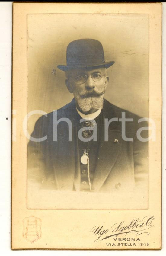 Fotografia d epoca originale 1922 VERONA Ritratto di Silvio Carlo GASPERINI con dedica Foto DANNEGGIATA 1
