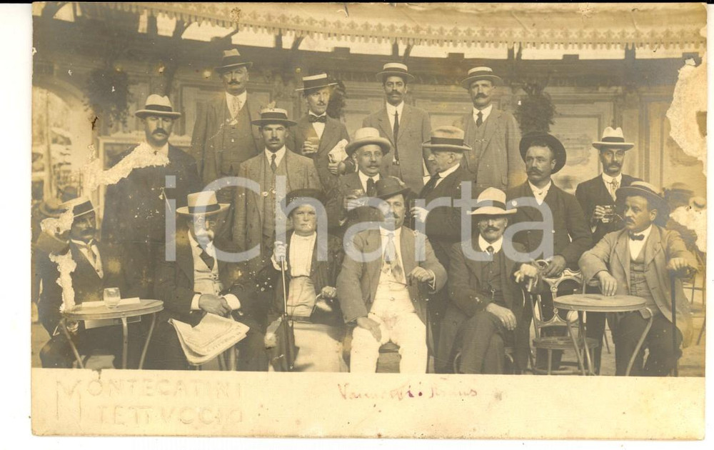 Fotografia d epoca originale 1910 ca MONTECATINI Villeggianti allo stabilimento TETTUCCIO Foto DANNEGGIATA 1