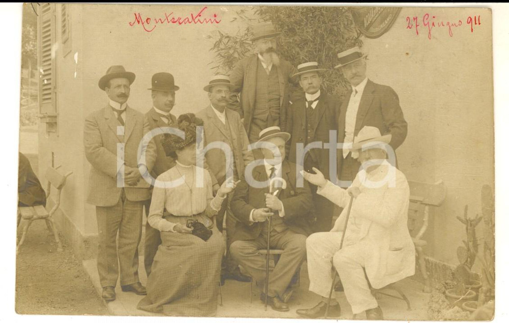 Fotografia d epoca originale 1911 MONTECATINI PT Gruppo di villeggianti alle terme Foto GOIORANI CURIOSA 1
