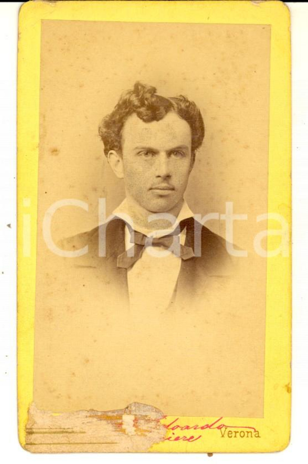 1870 ca VERONA Ritratto di un giovane uomo *Foto Lodovico KAISER CDV