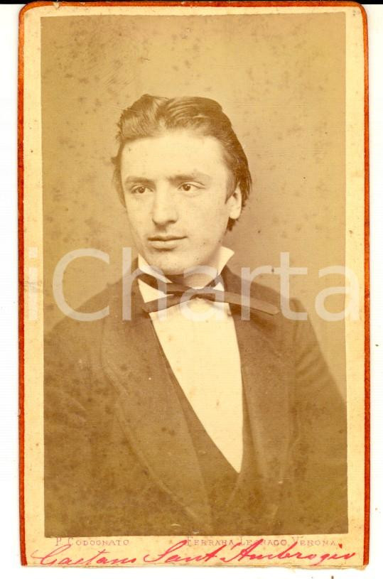 Fotografia d epoca originale 1870 ca VERONA Ritratto fotografo Gaetano SANT AMBROGIO  Foto CODOGNATO CDV 1