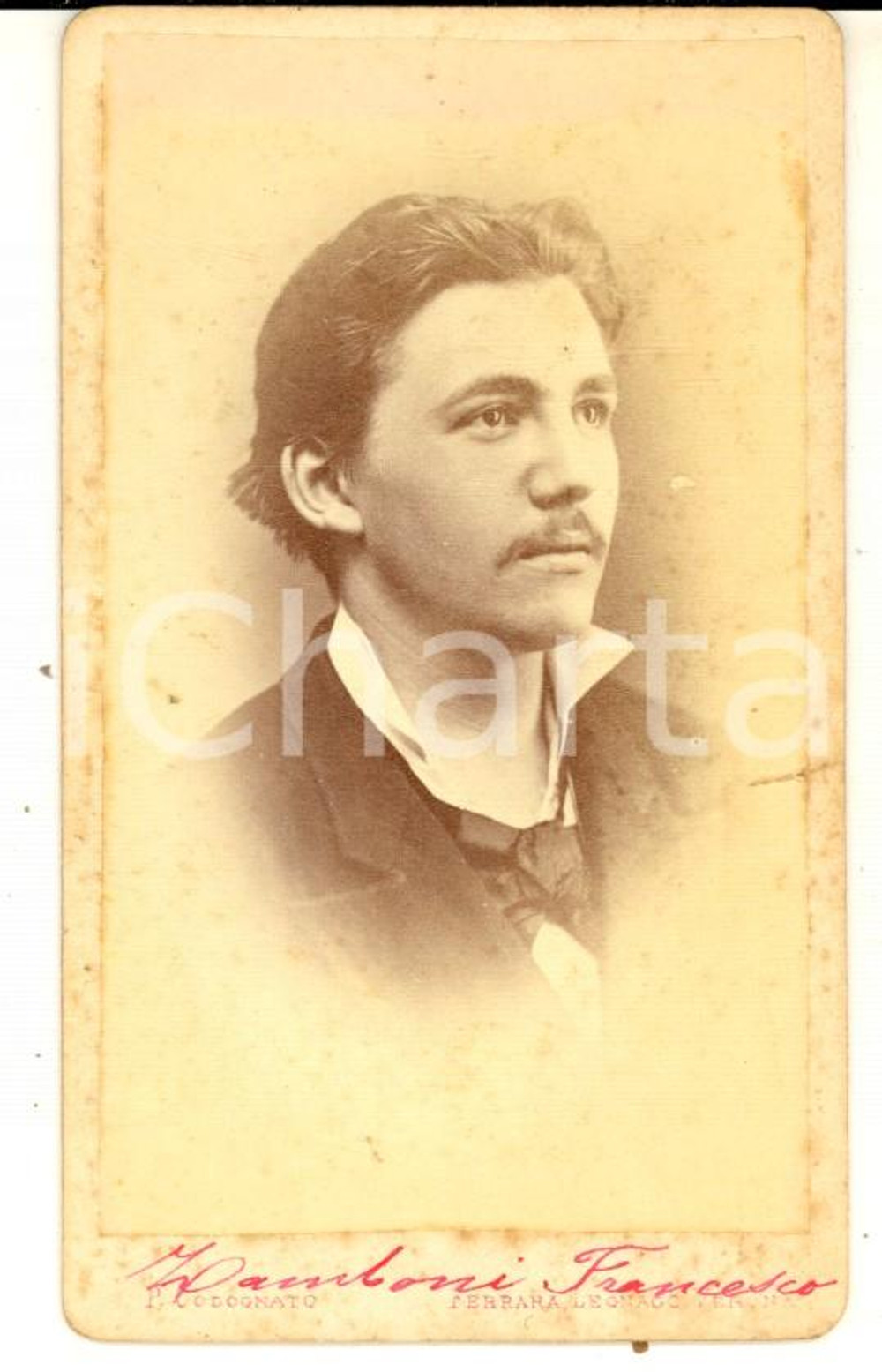 Fotografia d epoca originale 1865 ca VERONA Ritratto di Francesco ZAMBONI  Foto CODOGNATO CDV 1