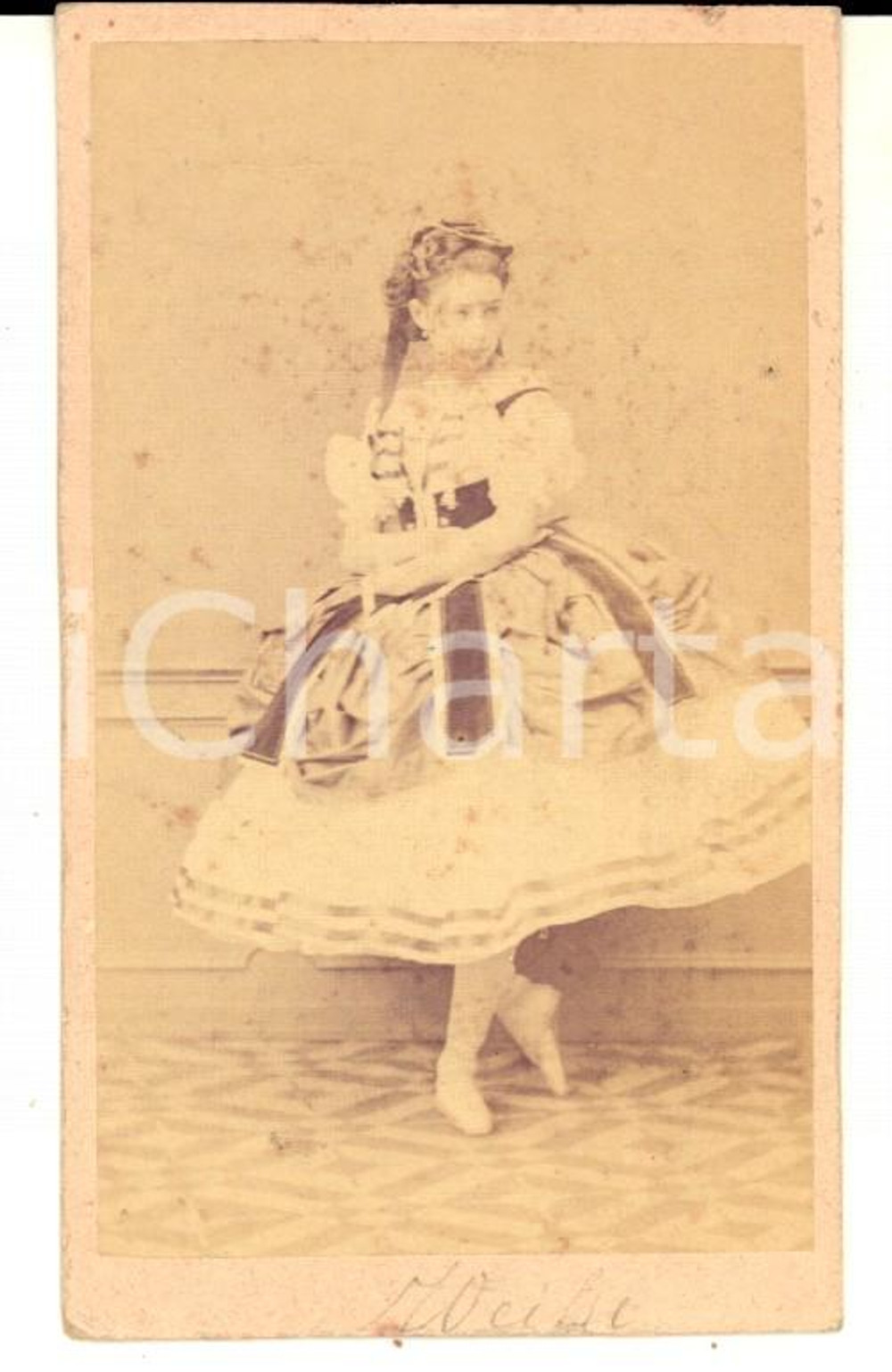 Fotografia d epoca originale 1865 ca WIEN DANCE Ritratto di ballerina classica Foto ANGERER CDV 1